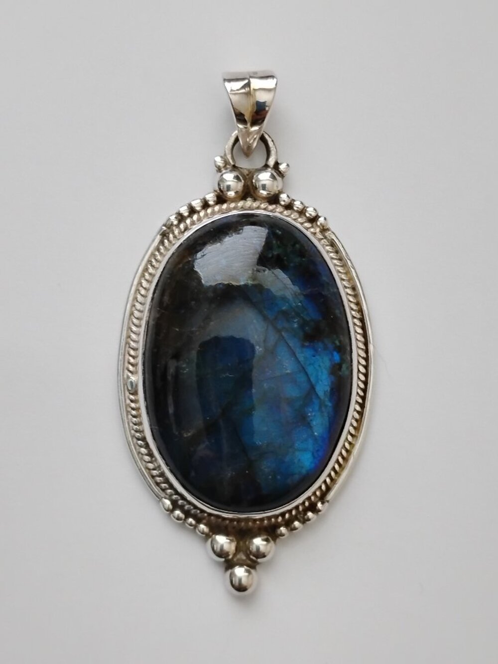 Labradorite Sterling Silver 925 Cabochon Pendant Bezel Set Statement